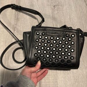 Michael Kors Black and Silver Studded Crossbody Bag